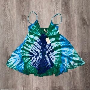 RAGA Mini Dress Blue and Green Tie-Dye